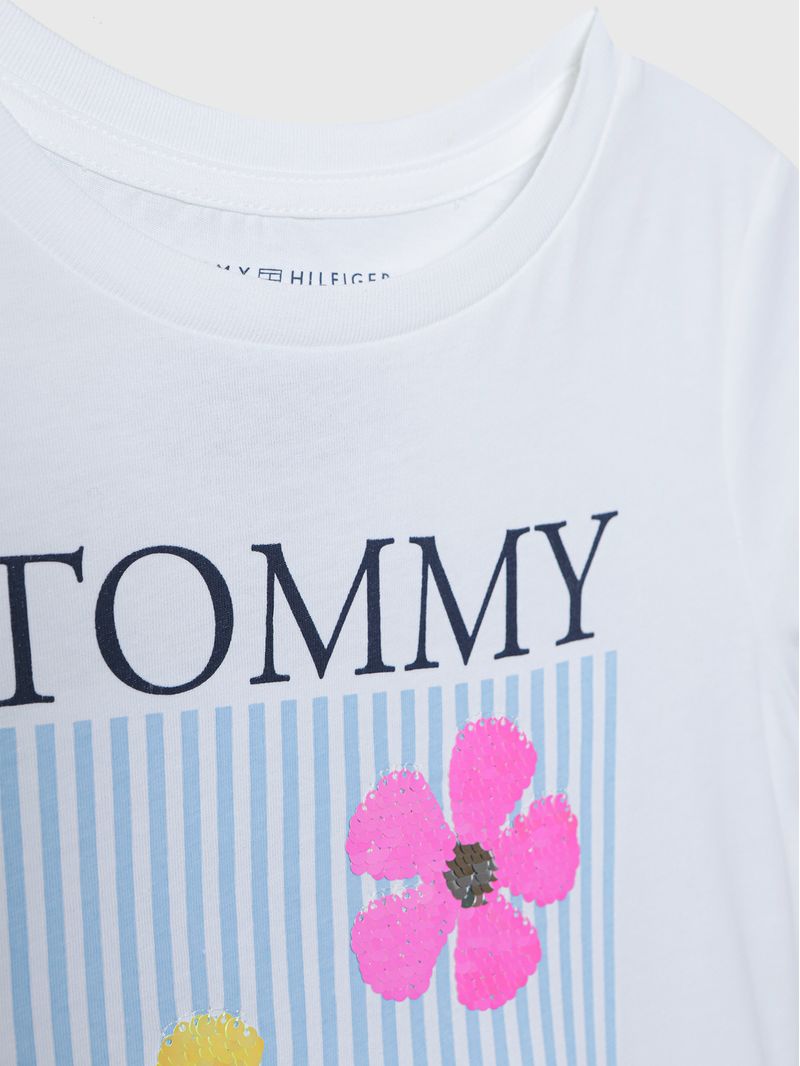 Polera-De-Niña-Con-Flores-Y-Logo