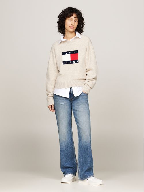 Sweater De Melánge Con Logo Flag