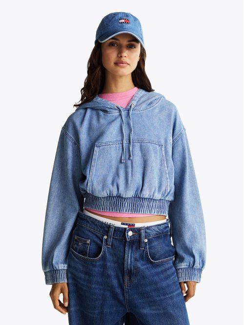 Polerón Hoodie Denim Cropped