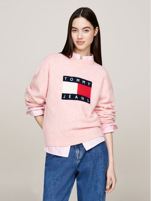 Sweater De Melánge Con Logo Flag