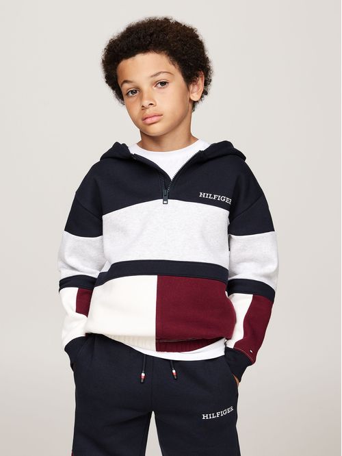 Polerón Hoodie Color Block Con Cierre