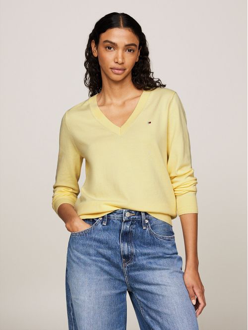 Sweater Solid V-Neck