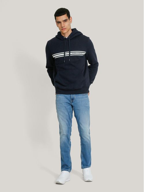 Polerón Hoodie Con Logo Central De Rayas