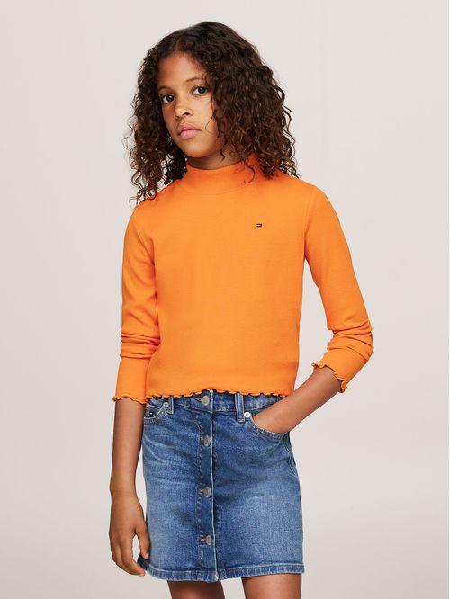 Polera Con Logo Y Cuello Mock