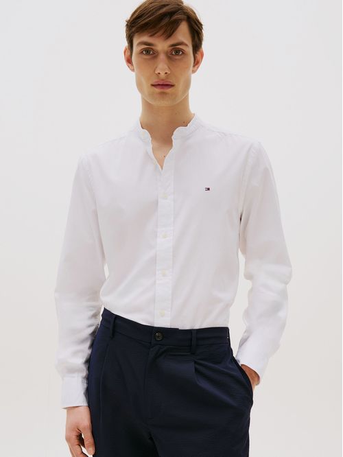 Camisa De Popelín Con Cuello Mao