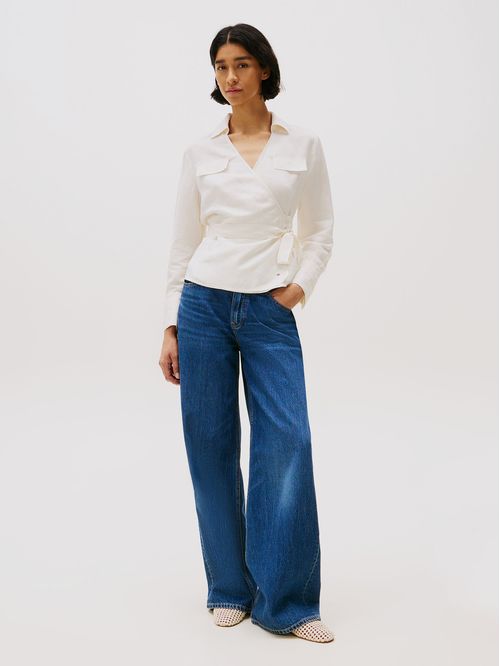 Blusa De Lino Con Diseño Cruzado