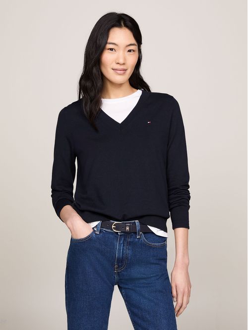 Sweater De Cuello V Con Logo