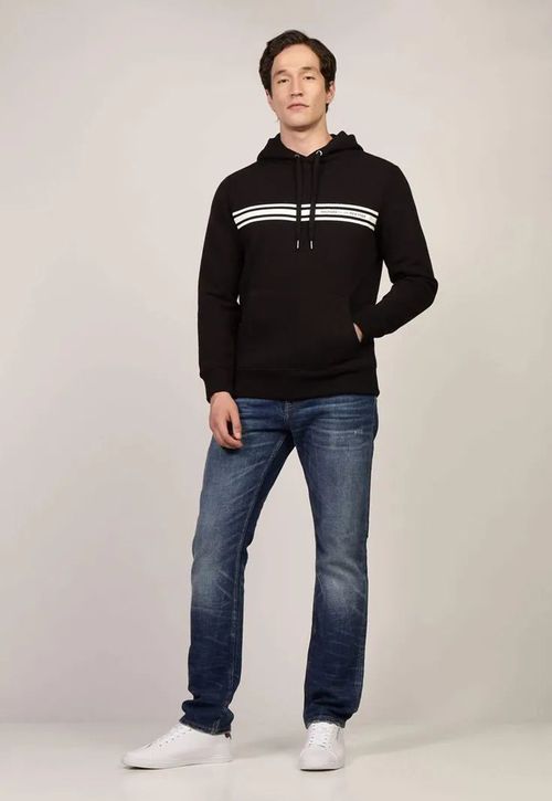 Polerón Hoodie Con Logo Central De Rayas