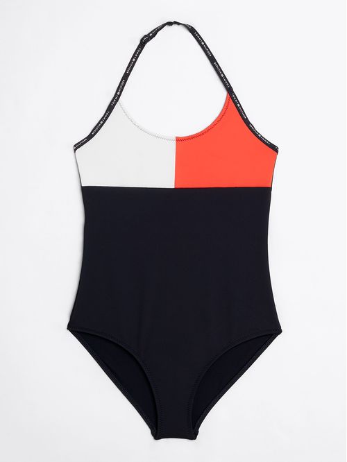 Traje De Baño De Niña Estilo Halter Con Logo