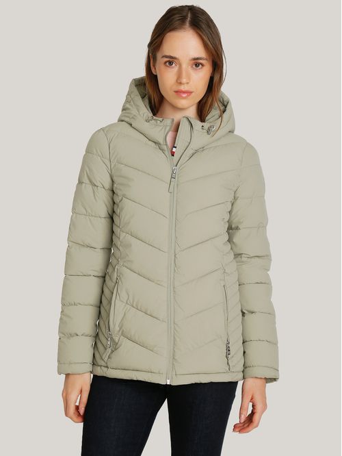 Parka Packable Solid Acolchada Con Gorro