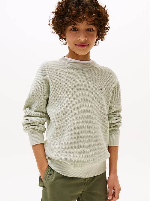 Sweater Texturizado Con Logo Bordado