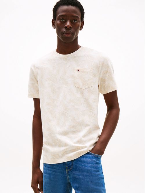 Polera Con Bolsillo Y Print De Hojas