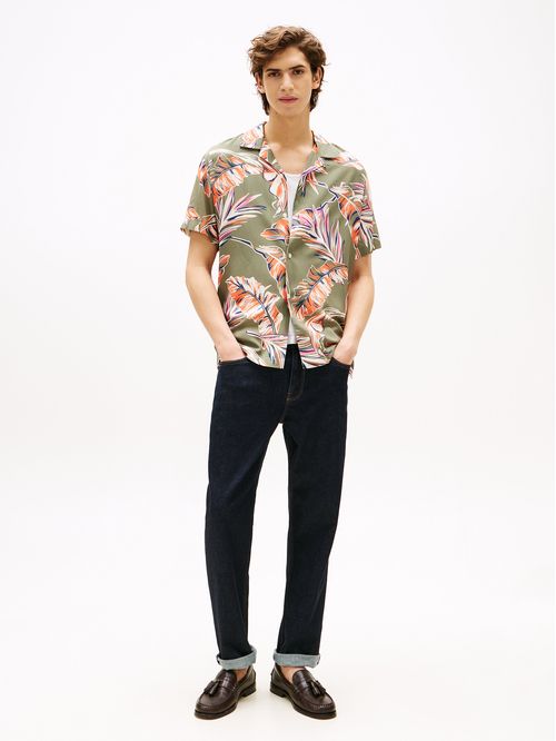 Camisa Tropical Print Con Logo