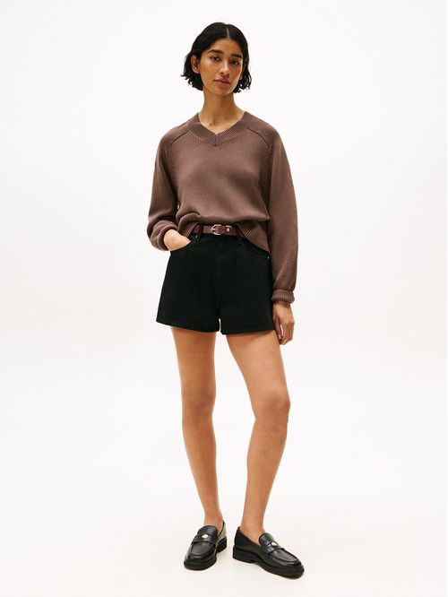 Short Denim Flare Con Logo