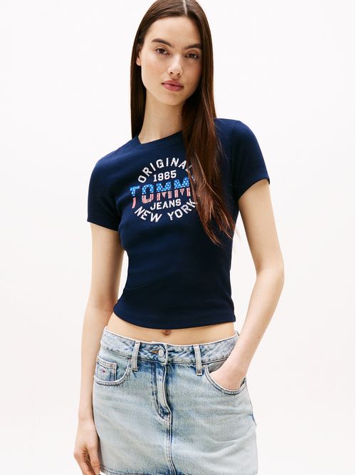 Polera Acanalada Con Logo New York
