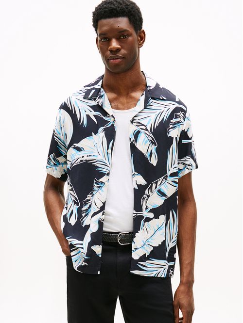 Camisa Tropical Print Con Logo