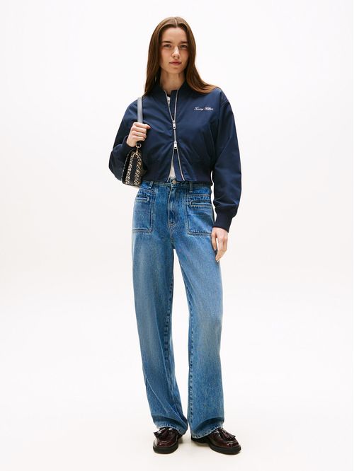 Chaqueta Bomber Cropped Solid