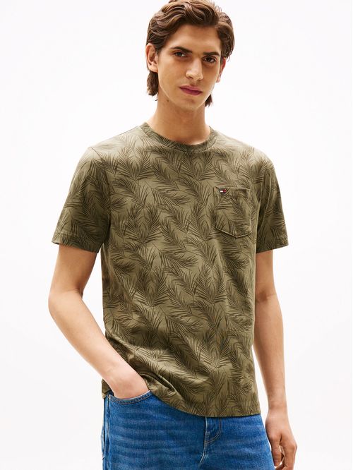 Polera Con Bolsillo Y Print De Hojas