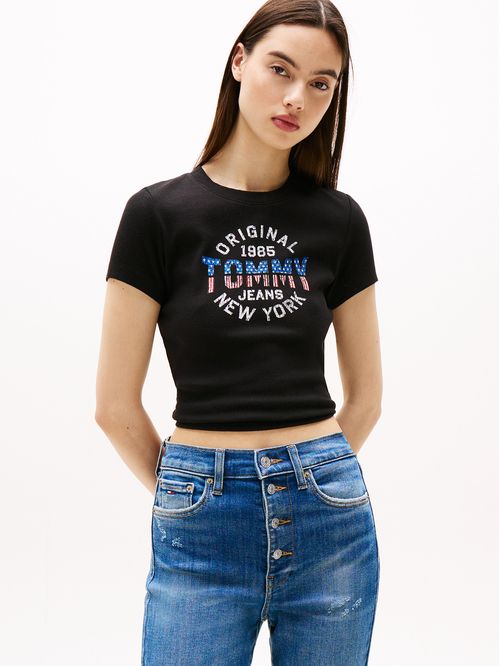 Polera Acanalada Con Logo New York