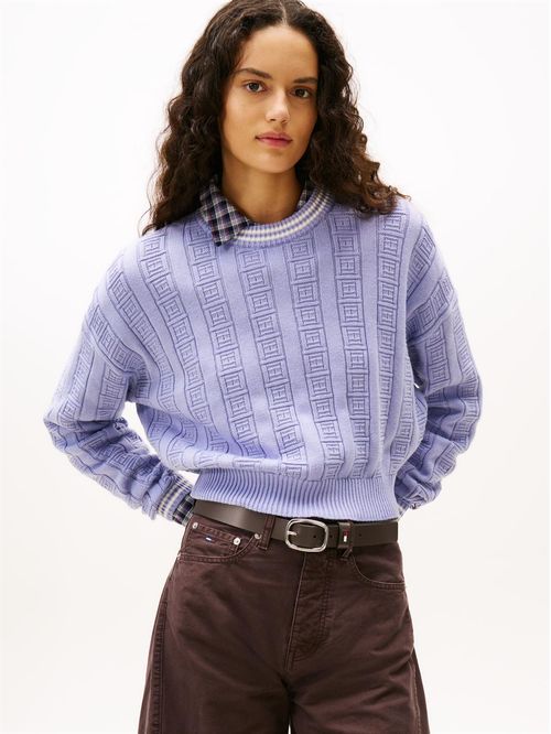 Sweater Trenzado Con Logo Relaxed Fit